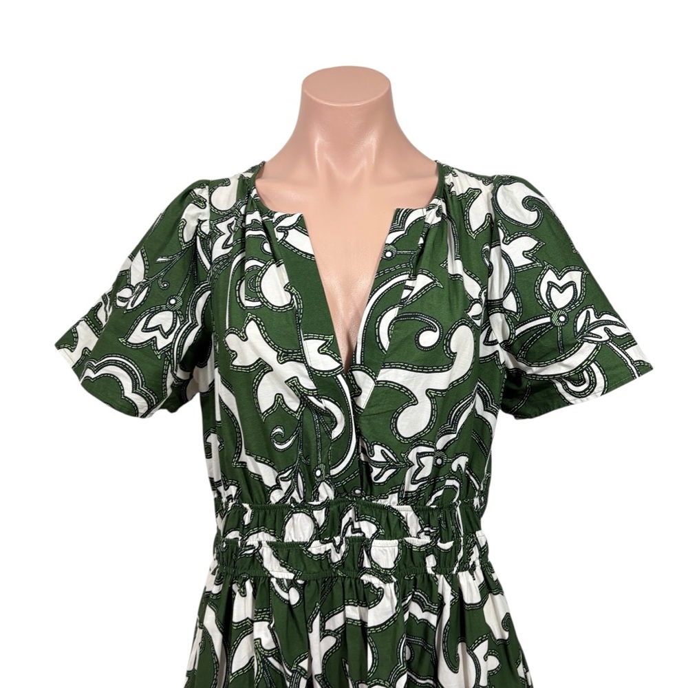 BY ANTHROPOLOGIE The Somerset Dark Green Printed Maxi Dress M - Picture 4 of 12